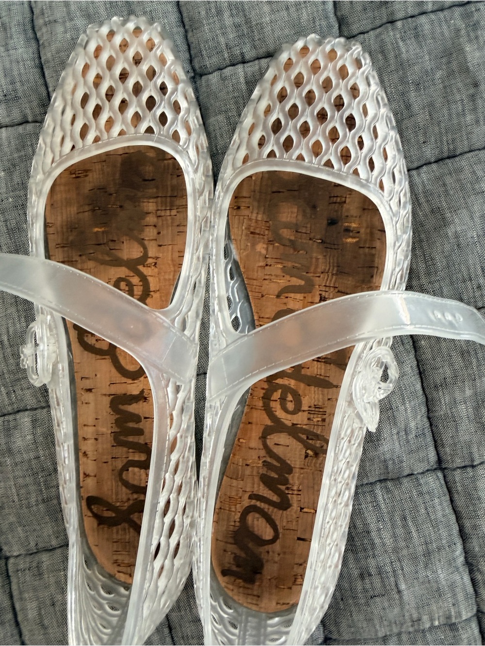 Sam Edelman White Clear Mesh Mary Jane Flats - Picture 2 of 4
